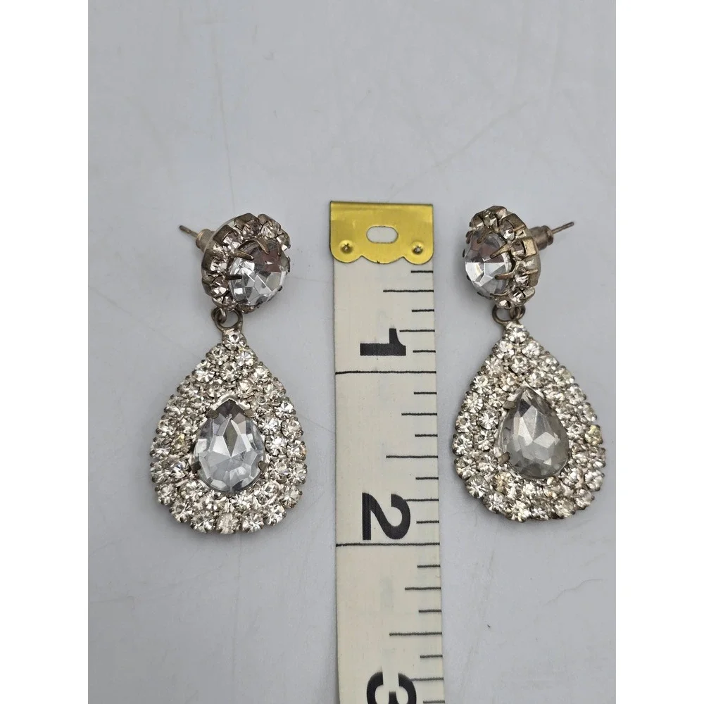 Statement‎ Earring Set Women OS Black Silver Good Tassel Rhinestone 3PC
